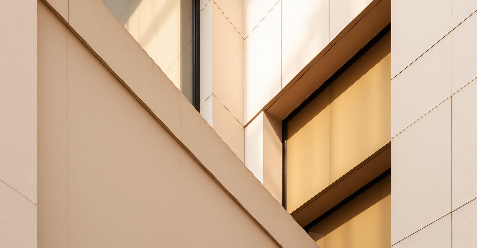 Modern limestone architectural facade
