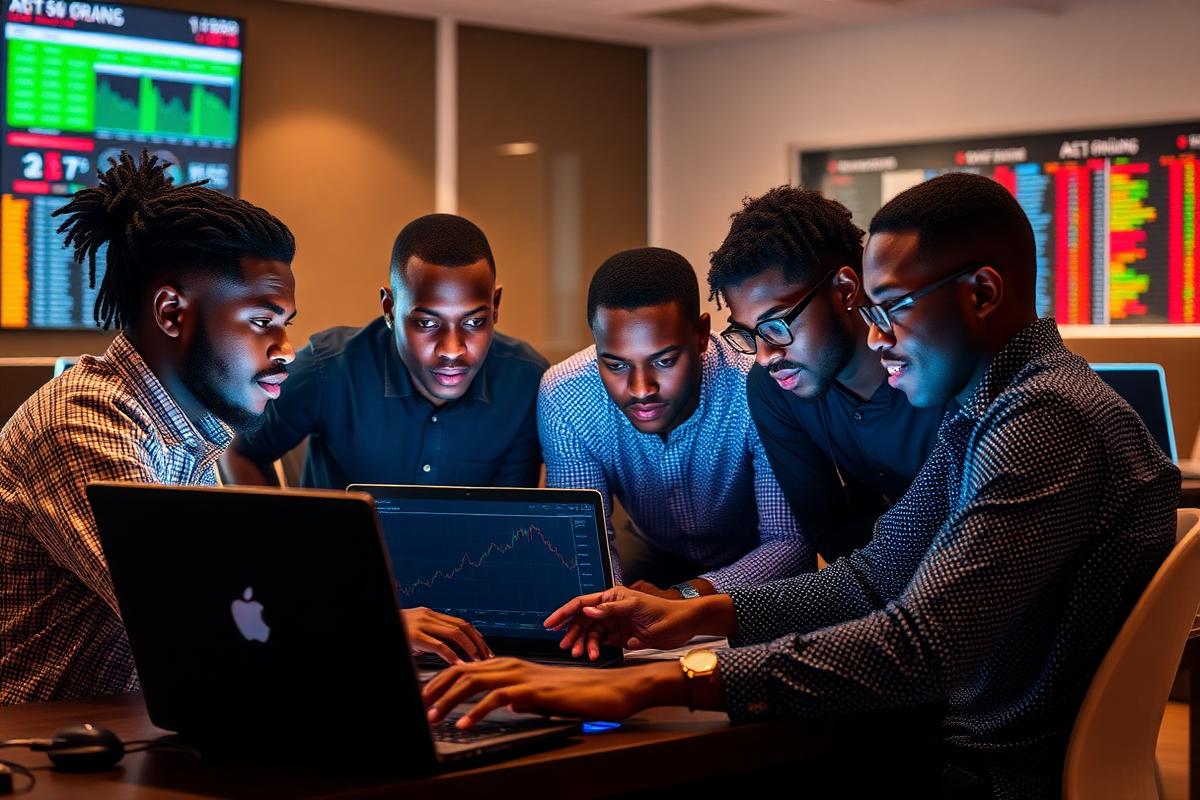 Students analysing market data